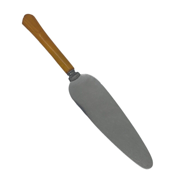 Mid 20th Century Pie Tarte 9 1/4" Server Stainless Steel Blade Celluloid Handle - Picture 3 of 12